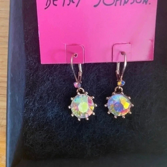 NWT Betsy Johnson Rhinestone Dangle Earrings - Picture 8 of 9